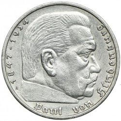 Niemcy, Trzecia Rzesza - Paul von Hindenburg 5 reichsmarek Srebro 1935-1936