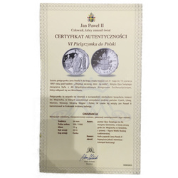 John Paul II - VI Pilgrimage to Poland 31.5-10.6.1997 Silver Proof Round - certificate