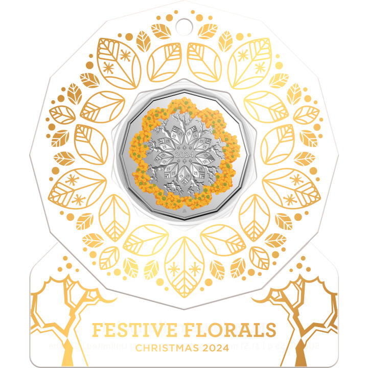 Christmas Decoration - Festive Floral kolorowany 50c Miedzionikiel 2024