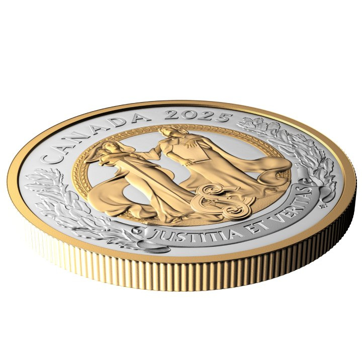 Canada: Allegories of Justice and Truth placcato in oro $20 Argento 2025 Proof