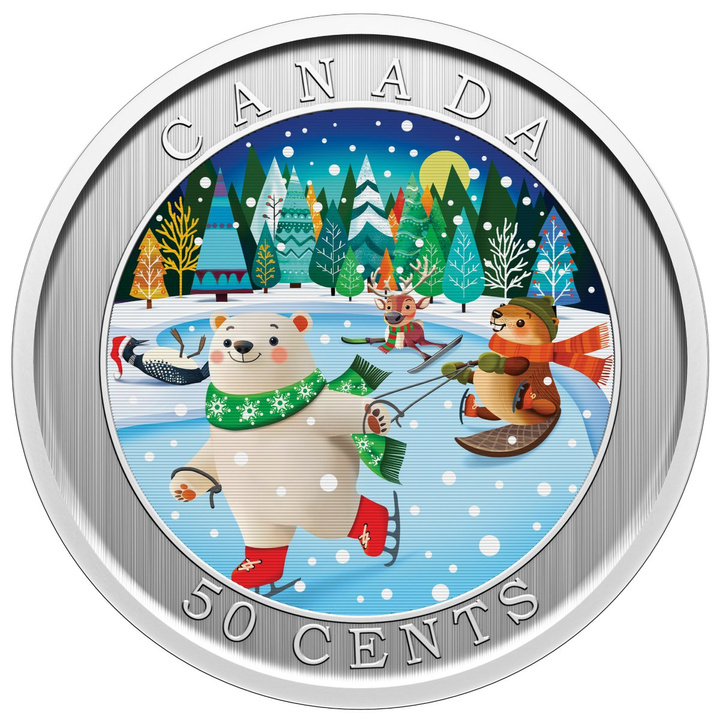 Acél Érme Whimsical Winter színezett 50 cent 2026 Lenticular Coin