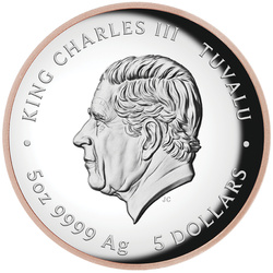 Tuvalu: Pantera rosa 60° anniversario placcato in oro 5 once d'argento 2024 Proof High Relief