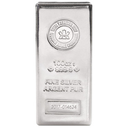 Sztabka The Royal Canadian Mint 100 uncji Srebra