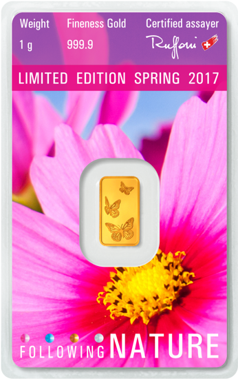 4 x 1 gram Sztabka Złota Following Nature Argor - Heraeus
