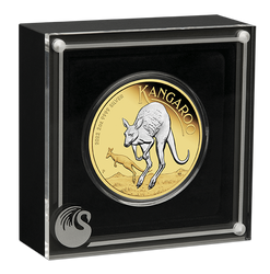 Australian Kangaroo Gold Plated 2 oz Silver 2022