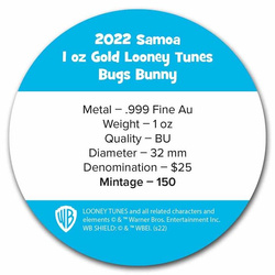Samoa: Looney Tunes - Bugs Bunny 1 oz Gold 2022