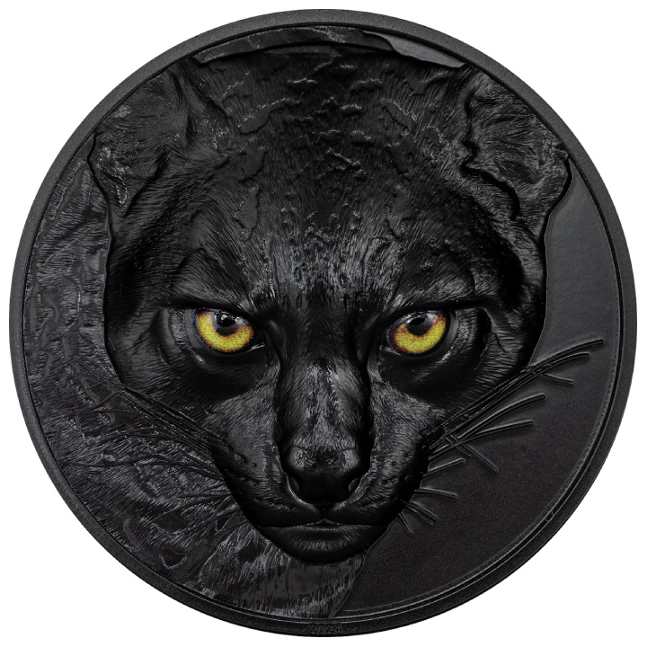 Palau Hunters by Night - Ocelot colorat 2 oz Argint 2024 Obsidian Black