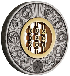 Tuvalu : Tic-Tac-Toe 2 onces d'argent 2022 Antiqued Insert Macro Mood