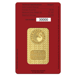 The Perth Mint: Lunar - Year of the Dragon 1 oz Gold Bar LBMA GD Refiner