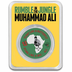 Niue: Muhammad Ali: Rumble In The Jungle színes 1 uncia ezüst 2023 Slab