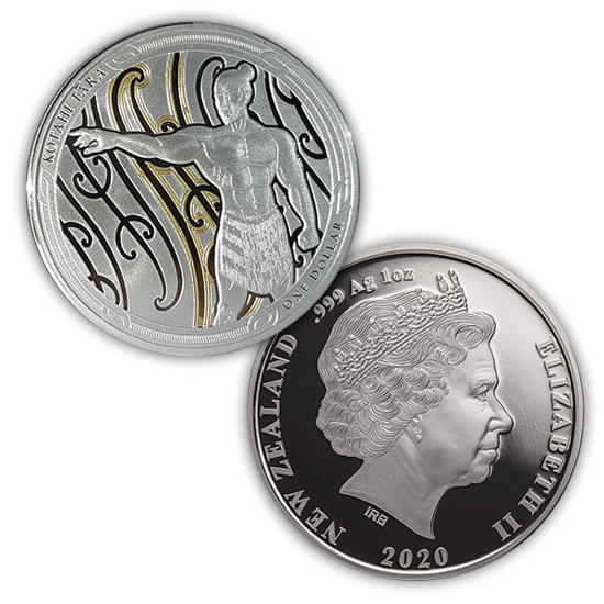 Set de 2 monedas de plata Maui y primer perro 2020