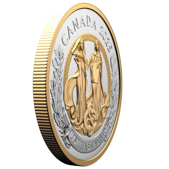 Canada: Allegories of Justice and Truth pozłacany $20 Srebro 2025 Proof