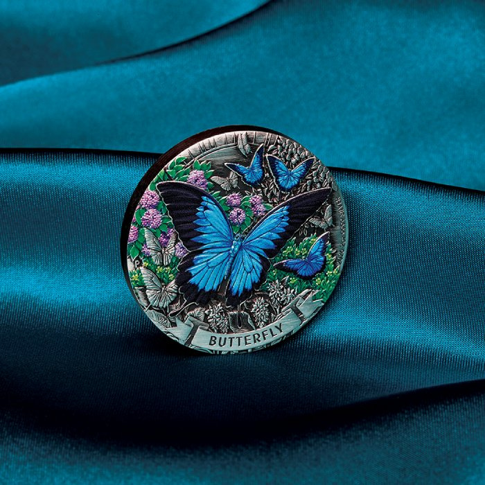 Srebrna Moneta The Perth Mint: Butterfly kolorowana 2 uncje Srebra 2026 Antiqued