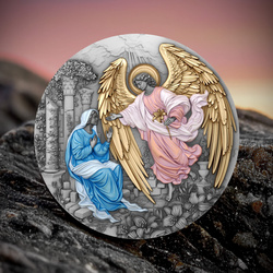 Niue: Gabriel Coloured/Gold Plated 2 oz Silver 2025 Antiqued Coin