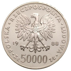 50000 PLN A függetlenség visszaszerzésének 70. évfordulója 1988