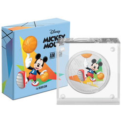 Niue: Disney Mickey Mouse - Aim High coloured 1 oz Silber 2020 Proof
