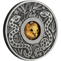 Tuvalu: Lunar III - Year of the Snake 1 oz Silver 2025 Rotating Charm Antiqued Coin