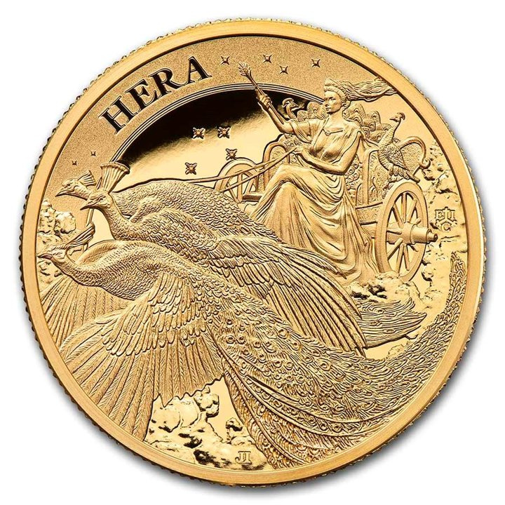Santa Helena: Diosa - Hera y el Pavo Real 1 oz Oro 2022 Proof