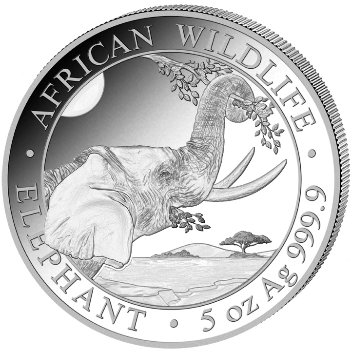 African Wildlife: Słoń Somalijski 5 uncji Srebra 2023