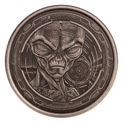 Ghana: Alien 1 unce stříbra 2022 Antiqued Coin