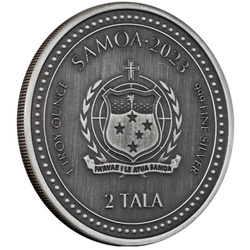 Samoa: Seahorse 1 oz Silber 2023 Antiqued Coin