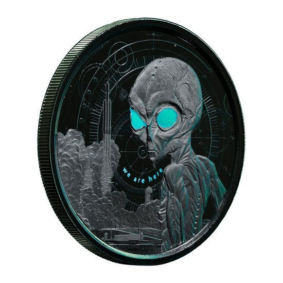 Ghana: Alien de color 1 oz Plata Chapada en Rodio 2021 (en negro)