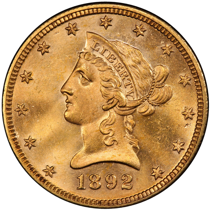Liberty Head $10 oro 1892