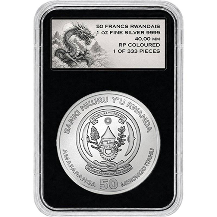 Rwanda Blue Dragon colorată 1 oz Argint 2026 Reverse Proof