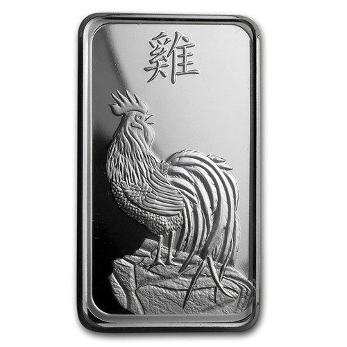 Lingot d'argent de 10 grammes série Lunar Année du Coq