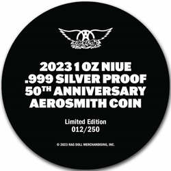 Niue: Aerosmith 50. rocznica 1 uncja Srebra 2023 Proof