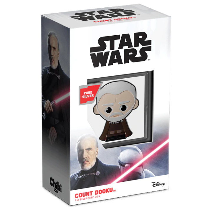 Niue: Star Wars - Chibi “Conte Dooku” colorato 1 oncia d'argento 2023 Proof