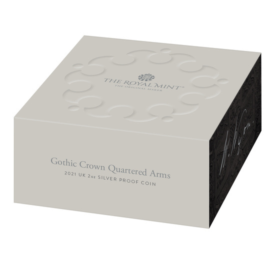 The Gothic Crown Quartered Arms 2 once d'argento 2021 Proof