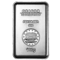 100 gram Bar Silver Geiger Edelmetalle