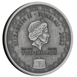 Tokelau: Komodo Dragon A.I. Apocalypse 1 oz Silver 2022 Antiqued Coin