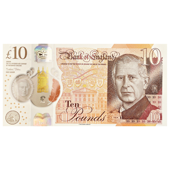 Billete 10 Gran Libra Británica - Rey Carlos III (10 pound / 10 GBP) UNC
