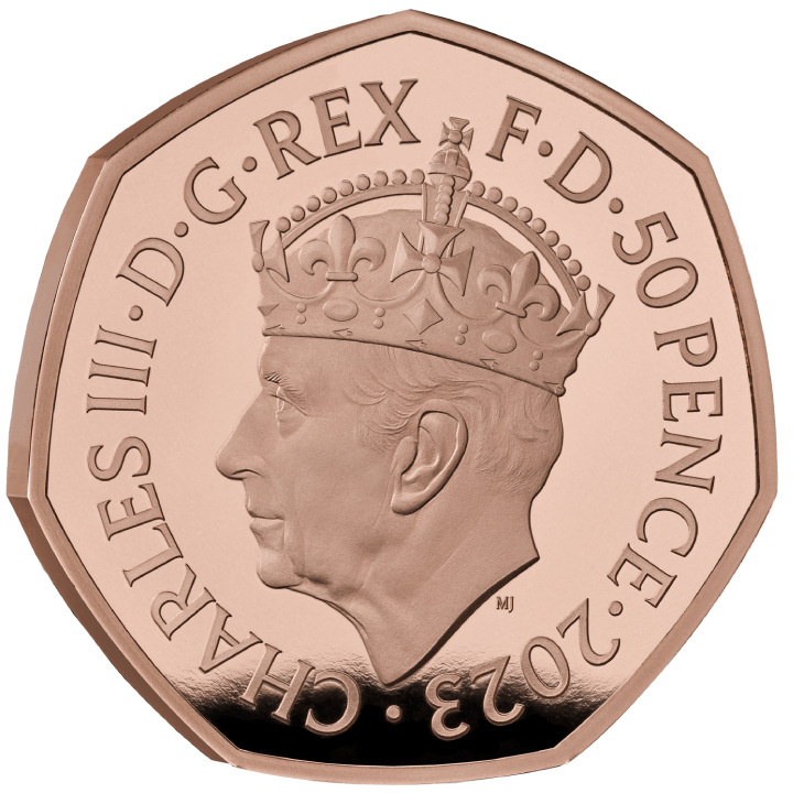 La Coronación de Su Majestad el Rey Carlos III 50p Złoto 2023 Proof