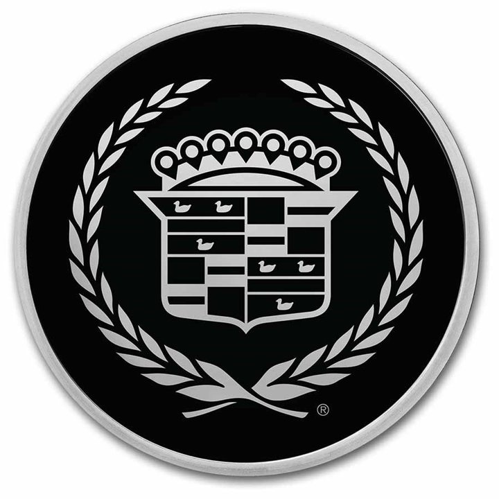 Cadillac Motor Car Company Logo barevné 1 unce stříbra Slab