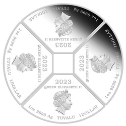 Tuvalu: Year of the Rabbit Quadrant Four-Coin Set 1oz Silber 2023 Proof