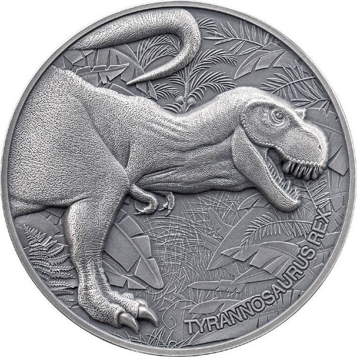 Camerun Lost World - Tyrannosaurus Rex 2 oz Argint 2024 High Relief Antiqued Coin