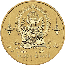 Médaillon Diwali plaqué or 1 once d'argent 2022