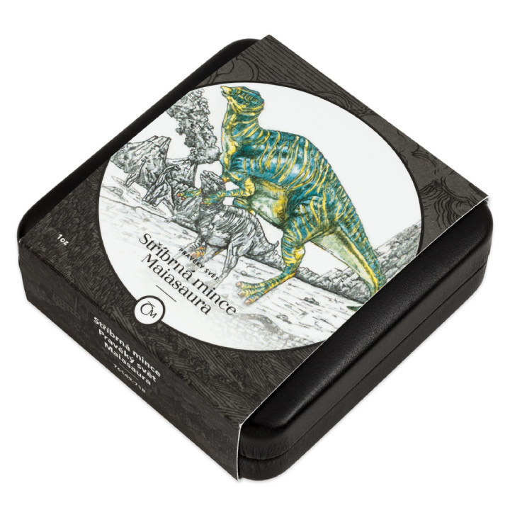 Niue: Mundo Prehistórico - Maiasaura coloreado $1 Plata 2023 Proof