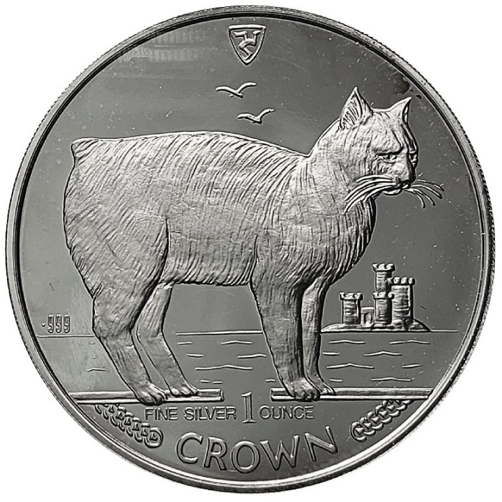 Isle of man: Kot Manx 1 uncja Srebra 1988 Proof