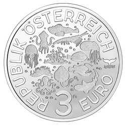 Polpo dagli anelli blu colorato 3 Euro Rame 2022