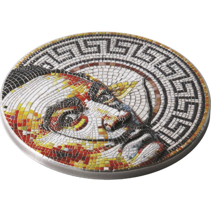 Niue: Mosaico $2 colorato Argento 2021 Finitura antica