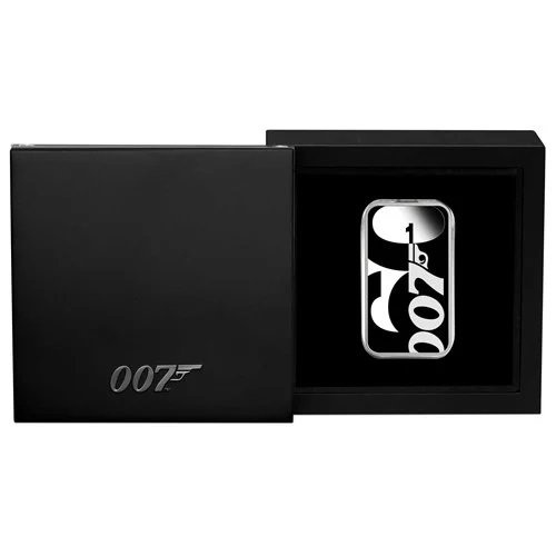 Lingote de monedas de Tuvalu: James Bond coloreado 60 Aniversario 1 oz Plata 2022 Proof