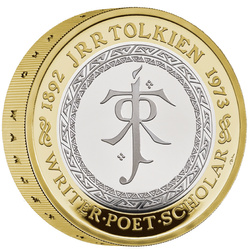 Célébration de la vie et de l'œuvre de JRR Tolkien 2 £ en argent plaqué or 2023 Proof Piedfort