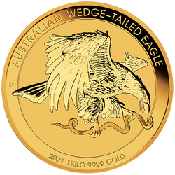Australian Wedge-Tailed Eagle 1000 gram Gold 2021 Incused coin