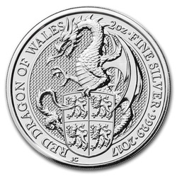 The Queen’s Beasts: The Red Dragon of Wales 2 oz Silver 2017