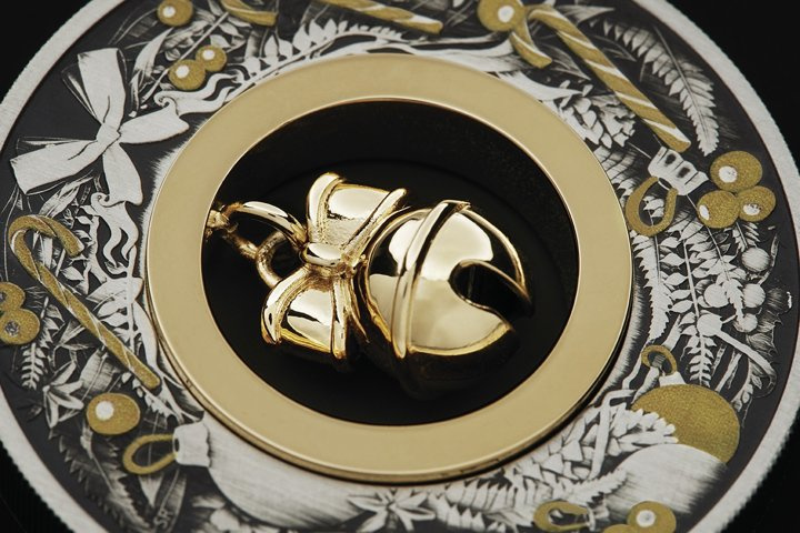 Jingle bell barevný 2 unce stříbra 2022 Antiqued Coin