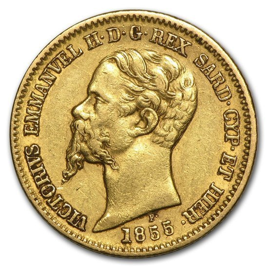 Italia, 20 Liras Víctor Manuel II 1850-1861